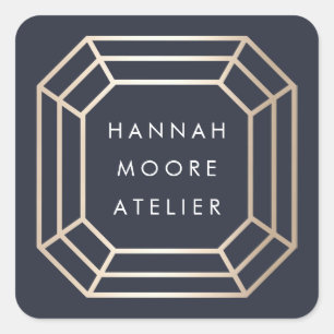 Elegant Faux Gold Edelsteen Logo Vierkante Sticker