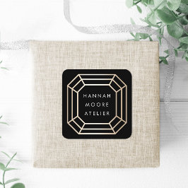 Elegant Faux Gold Edelsteen Logo Vierkante Sticker