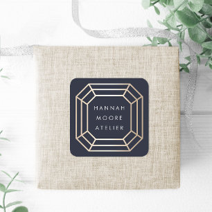 Elegant Faux Gold Edelsteen Logo Vierkante Sticker