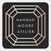 Elegant Faux Gold Edelsteen Logo Vierkante Sticker (Voorkant)