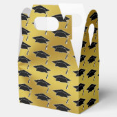 Elegant Faux Gold en Black Petten Graduparty Bedankdoosjes (Geopend)