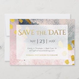 Elegant Faux Gold en Blush Custom No Photo Save The Date