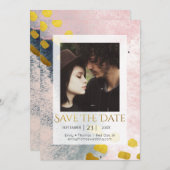 Elegant Faux Gold en Blush Custom Photo Save The Date (Voorkant / Achterkant)