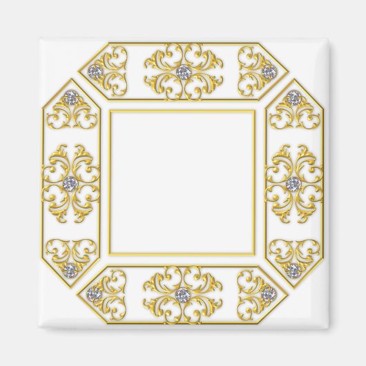 Elegant Faux Gold en Diamond Maak Uw Eigen Magneet (Voorkant)