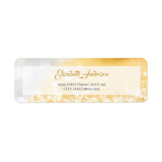 Elegant FAUX Gold en Silver Glitter Bokeh Sparkle Etiket (Voorkant)
