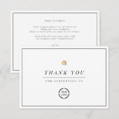 Elegant faux gold floral minimalist business bedankkaart (Voorkant / Achterkant)