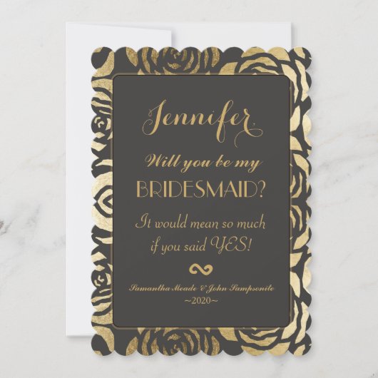 Elegant Faux Gold Floral Pattern Kaart (Voorkant)