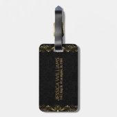 Elegant Faux Gold Floral Swirls Lijst Bagagelabel (Achterkant verticaal)