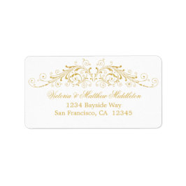 Elegant Faux Gold Flourish Damask Etiket