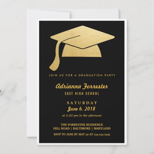 Elegant Faux Gold Foil Afstudeerder Pet Graduparty Kaart (Voorkant)