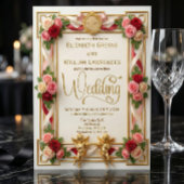 Elegant Faux Gold Foil Blush Floral Monogram Kaart