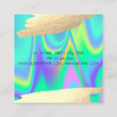 Elegant Faux Gold Foil Brush Stroke Holographic Vierkante Visitekaartje (Achterkant)