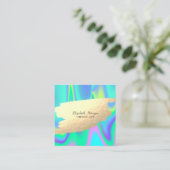 Elegant Faux Gold Foil Brush Stroke Holographic Vierkante Visitekaartje (Staand voorkant)