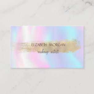 Elegant Faux Gold Foil Brush Stroke, Holographic Visitekaartje