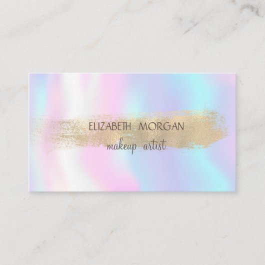 Elegant Faux Gold Foil Brush Stroke, Holographic Visitekaartje (Voorkant)