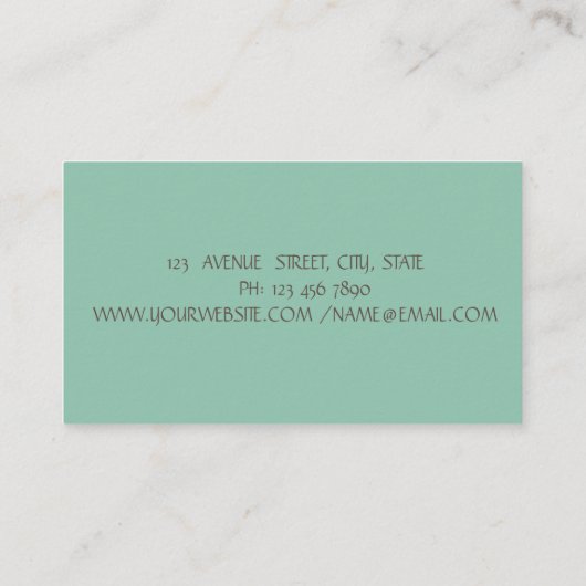 Elegant Faux Gold Foil Brush Stroke, Mint Green Visitekaartje (Achterkant)