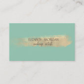 Elegant Faux Gold Foil Brush Stroke, Mint Green Visitekaartje (Voorkant)