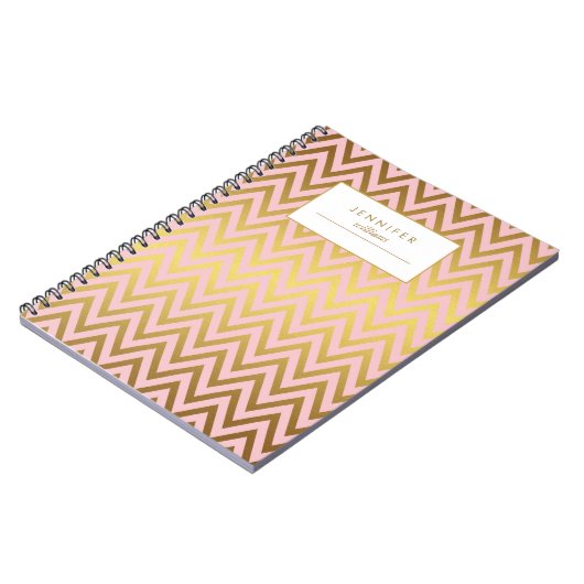 Elegant Faux Gold Foil Chevrons Patroon Notitieboek (Linkerzijde)