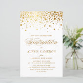Elegant Faux Gold Foil Confetti Afstuderen Invite (Staand voorkant)