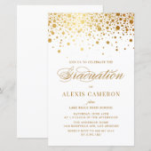 Elegant Faux Gold Foil Confetti Afstuderen Invite (Voorkant / Achterkant)