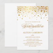 Elegant Faux Gold Foil Confetti Afstuderen Kaart (Voorkant / Achterkant)
