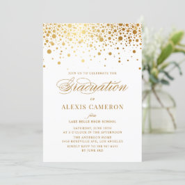 Elegant Faux Gold Foil Confetti Afstuderen Kaart