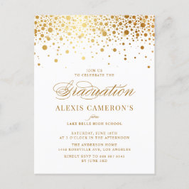 Elegant Faux Gold Foil Confetti Afstuderen Uitnodiging Briefkaart