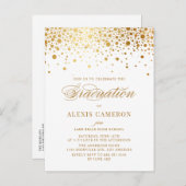 Elegant Faux Gold Foil Confetti Afstuderen Uitnodiging Briefkaart (Voorkant / Achterkant)
