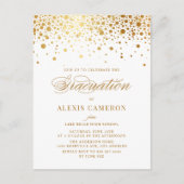 Elegant Faux Gold Foil Confetti Afstuderen Uitnodiging Briefkaart (Voorkant)