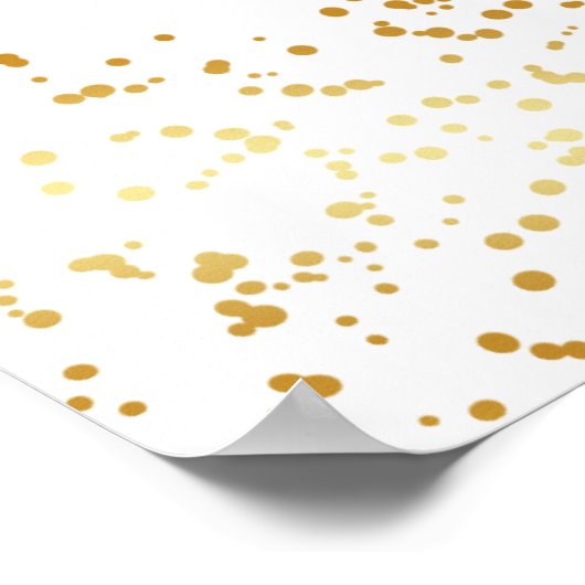 Elegant, Faux Gold Foil Confetti, Custom, Wedding Poster (Hoek)