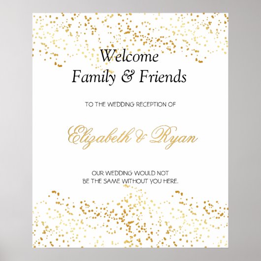 Elegant, Faux Gold Foil Confetti, Custom, Wedding Poster (Voorkant)