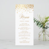 Elegant Faux Gold Foil Confetti Wedding Menu (Staand voorkant)