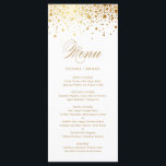 Elegant Faux Gold Foil Confetti Wedding Menu<br><div class="desc">Voeg een elegant accent aan uw gebeurtenislijst met deze klantgerichte menukaart toe. Het bevat faux Gold folie confetti stippen met een elegant script. Pas deze elegante menukaart aan door uw eigen details toe te voegen. Deze faux gouden folie menukaart is perfect voor bruiloften, vrijgezellenfeesten, baby showers, en nog veel meer....</div>