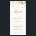 Elegant Faux Gold Foil Confetti Wedding Menu<br><div class="desc">Voeg een elegant accent aan uw gebeurtenislijst met deze klantgerichte menukaart toe. Het bevat faux Gold folie confetti stippen met een elegant script. Pas deze elegante menukaart aan door uw eigen details toe te voegen. Deze faux gouden folie menukaart is perfect voor bruiloften, vrijgezellenfeesten, baby showers, en nog veel meer....</div>