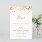 Elegant Faux Gold Foil Confetti Wedding Menu Kaart (Staand voorkant)
