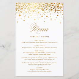 Elegant Faux Gold Foil Confetti Wedding Menu Kaart