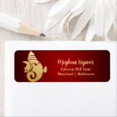 Elegant Faux Gold Foil Ganapati Indian God Red Etiket (Insitu)