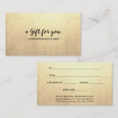 Elegant Faux Gold Foil Gift Certificate Kortingskaartje (Voorkant / Achterkant)