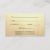 Elegant Faux Gold Foil Gift Certificate Kortingskaartje (Achterkant)