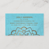 Elegant Faux Gold Foil Mandala w/ Texture & Aqua Visitekaartje (Achterkant)
