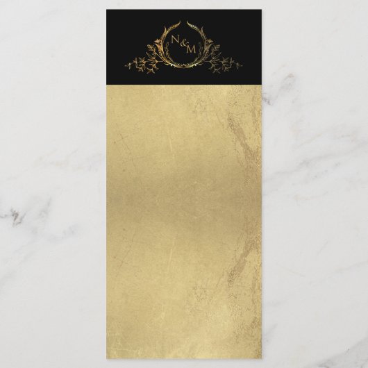 Elegant Faux Gold Foil Monogrammed Wedding Menu (Achterkant)