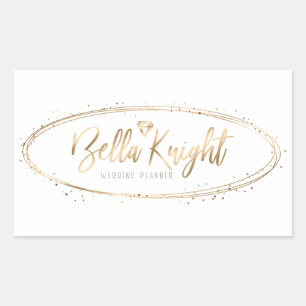 Elegant Faux Gold Foil Ovaal Confetti Company Logo Rechthoekige Sticker