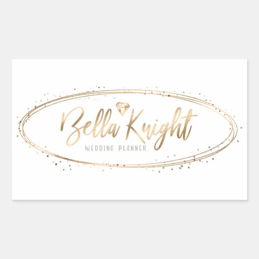 Elegant Faux Gold Foil Ovaal Confetti Company Logo Rechthoekige Sticker (Voorkant)