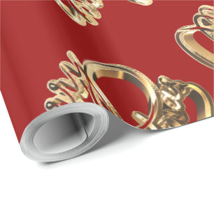 Elegant Faux Gold Foil Script Chic Red Kerstmis Cadeaupapier