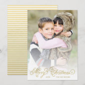 Elegant Faux Gold Foil Script-kerstkaart Feestdagenkaart (Voorkant / Achterkant)