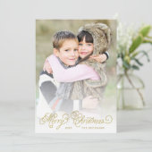 Elegant Faux Gold Foil Script-kerstkaart Feestdagenkaart (Staand voorkant)