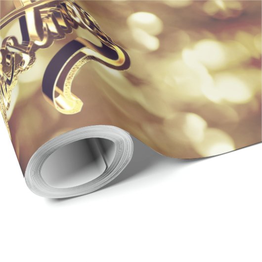 Elegant Faux Gold Foil Script met Kerstmis Cadeaupapier (Rol Hoek)
