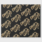 Elegant Faux Gold Foil Script met zwarte kerst Cadeaupapier (Vlak)
