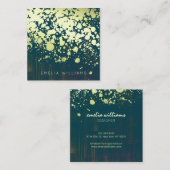 Elegant Faux Gold Foil Splatter Brushed Green Vierkante Visitekaartje (Voorkant / Achterkant)