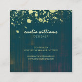 Elegant Faux Gold Foil Splatter Brushed Green Vierkante Visitekaartje (Achterkant)
